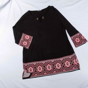 JM collection black tunic blouse plus pink XL